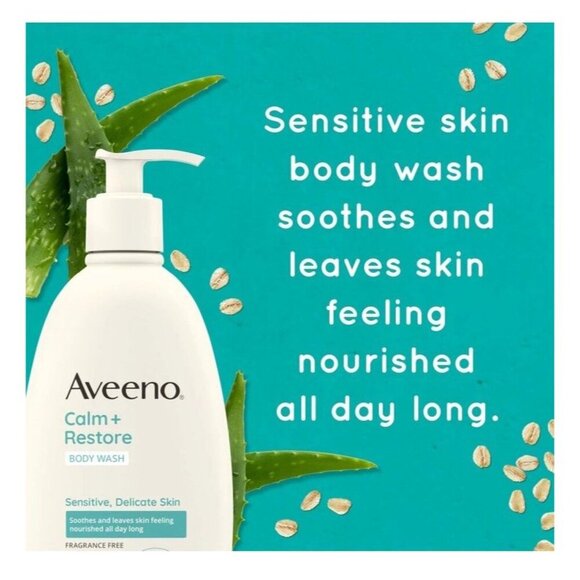 Aveeno Calm + Restore Daily Body Wash for Sensitive, Delicate Skin, 18OZ X 3pcs - Picture 6 of 7